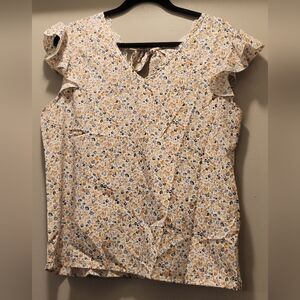 Floral Ruffle Sleeve Women's Top